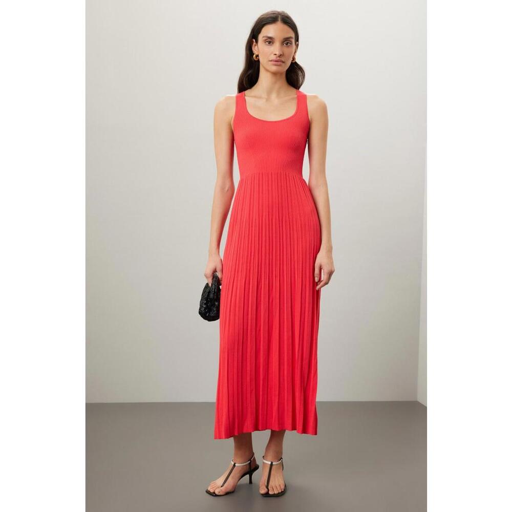 MICHAEL KORS Red Ribbed Tank Dress Size S with minor fabric pull